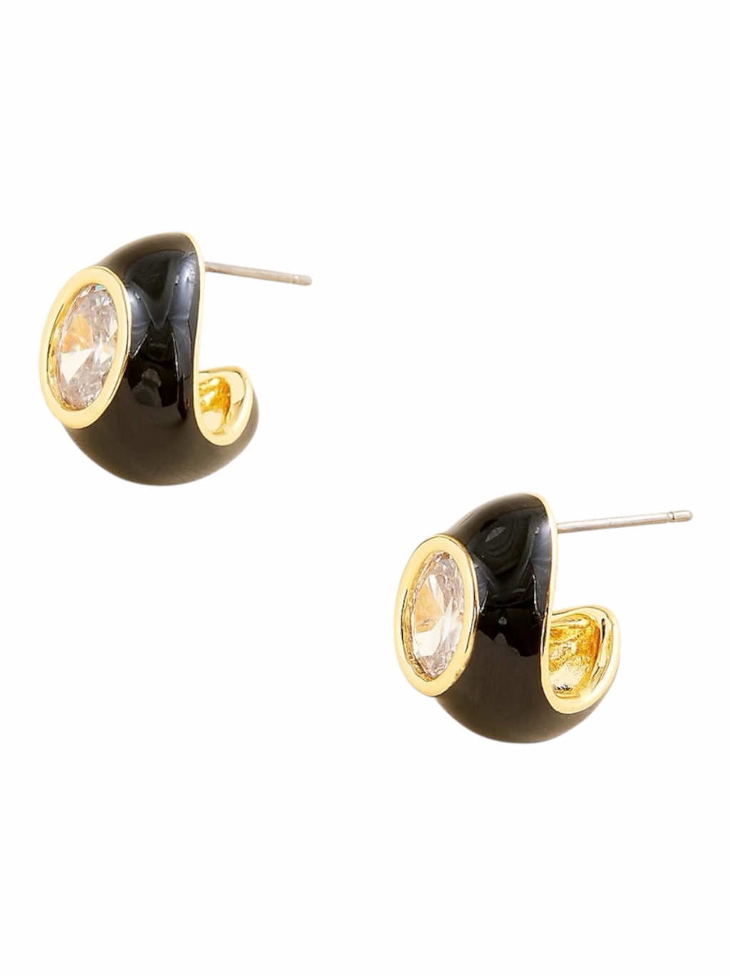 Crystal & Enamel Hoop Stud Earrings Nwt